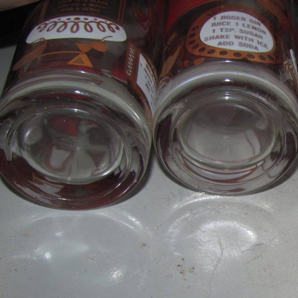 Vintage Jeannette Mid Century Modern Cocktail Bar Set 4 Glasses & Ice Bucket MCM - Picture 5 of 11